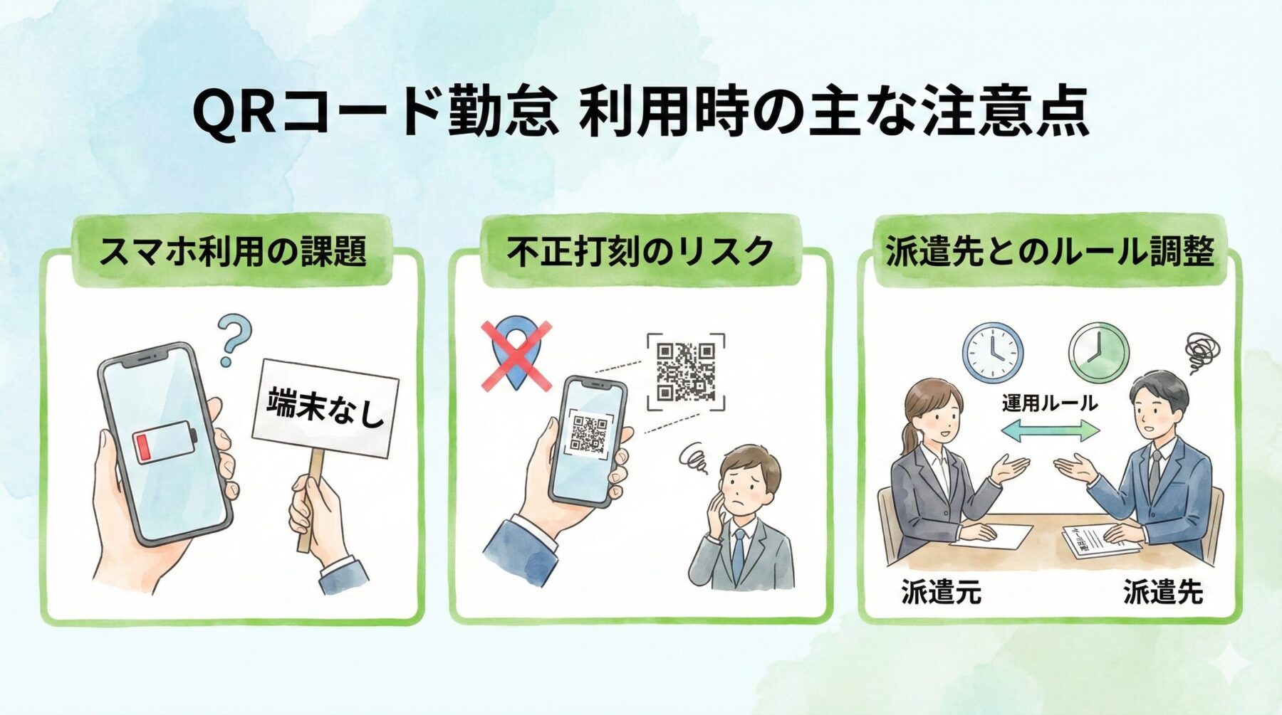 派遣会社がQRコード勤怠を利用する際の注意点