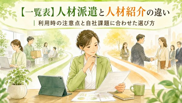 【一覧表】人材派遣と人材紹介の違い｜利用時の注意点と自社課題に合わせた選び方